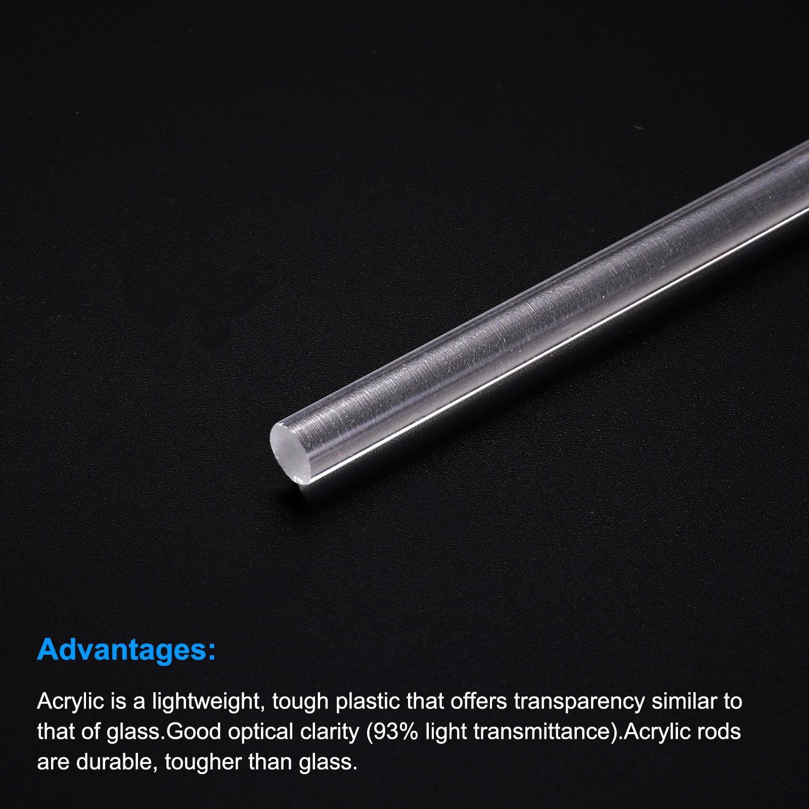 20Pcs Acrylic Round Rod 3mm x 12 Inch Clear Solid Plastic PMMA Bar Stick