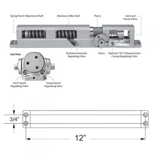 Norton 8501 Medium Duty Door Closer Tri Design #689 Aluminum