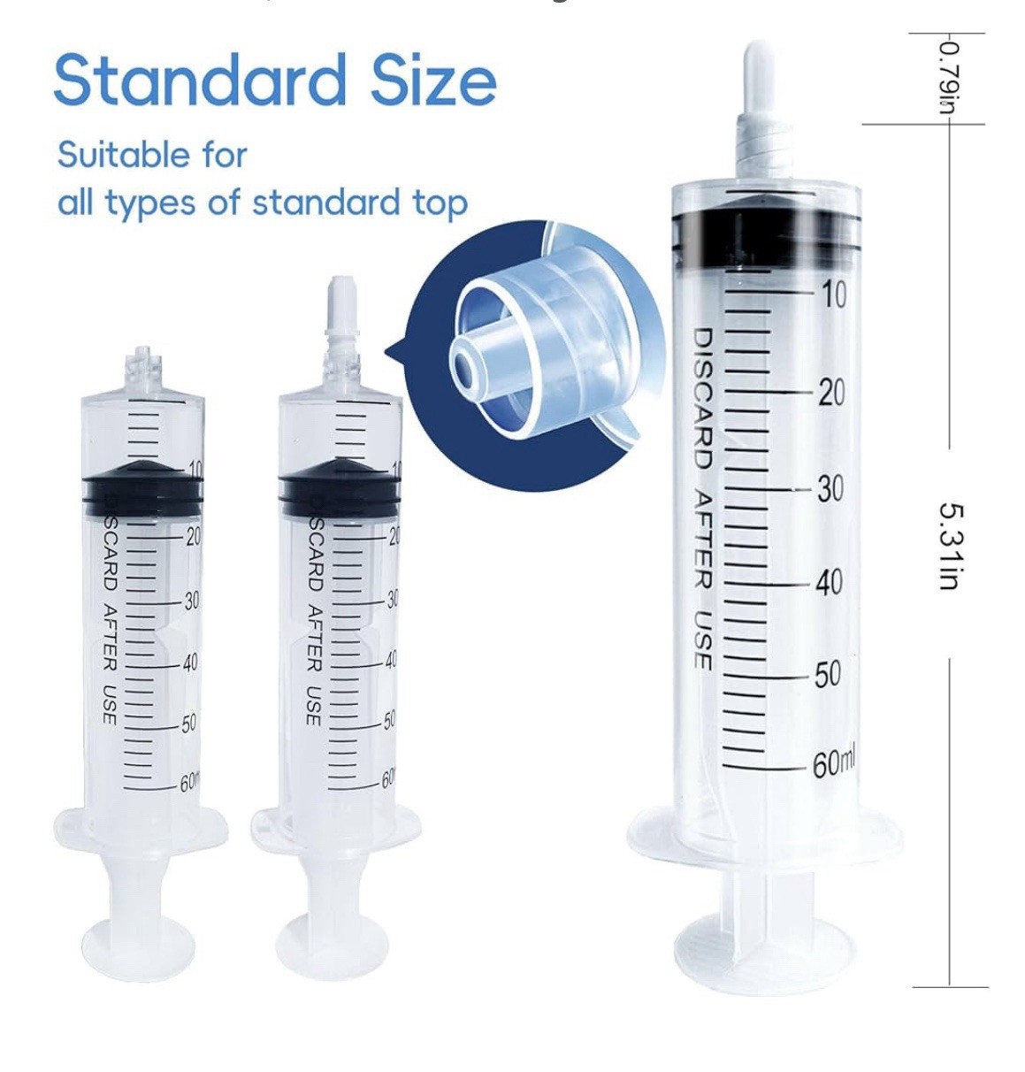 9 Pack 50/60 ML/CC Luer Slip Syringes without Needle, Disposable, Sterile, NEW