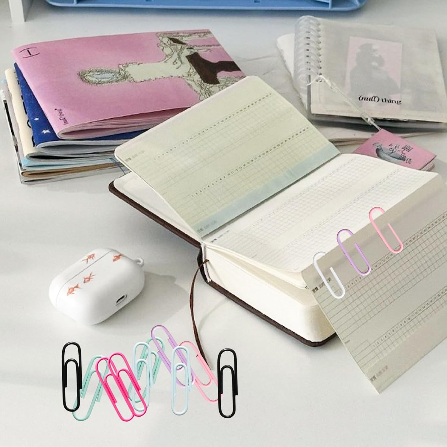100 Pcs Pink Paper Clips, 1.1 Inch (28mm) Colorful Paperclips | Vinyl Coated,