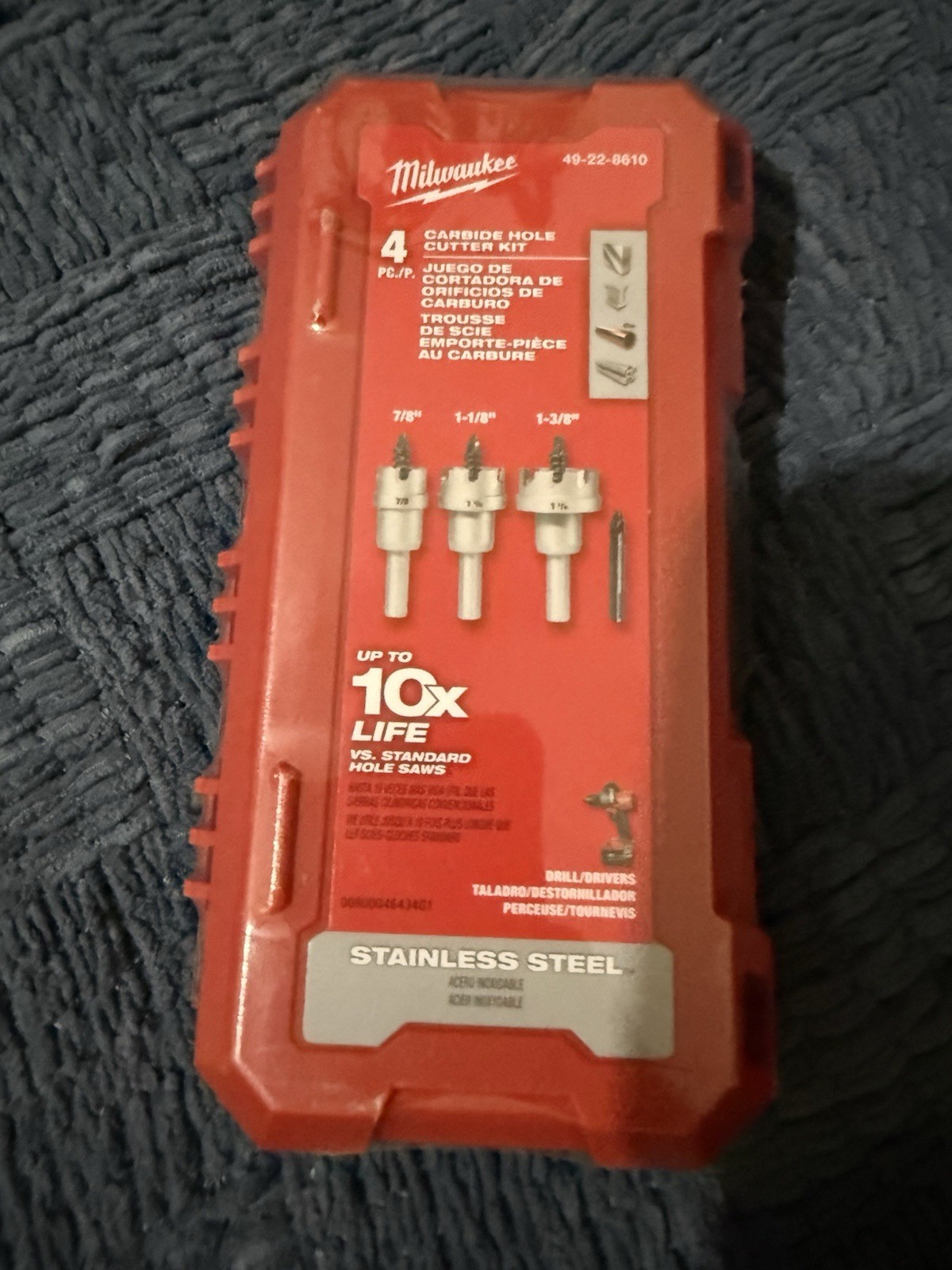 Milwaukee 49-22-8610 Carbide Hole Cutter Kit 4pc 7/8 1-1/8 1-3/8″