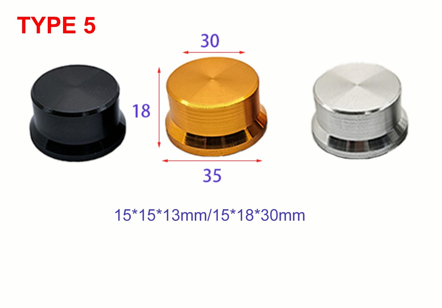 6pcs Volume Control Rotary Knobs for 6mm Dia Knurled D Shaft Potentiometer