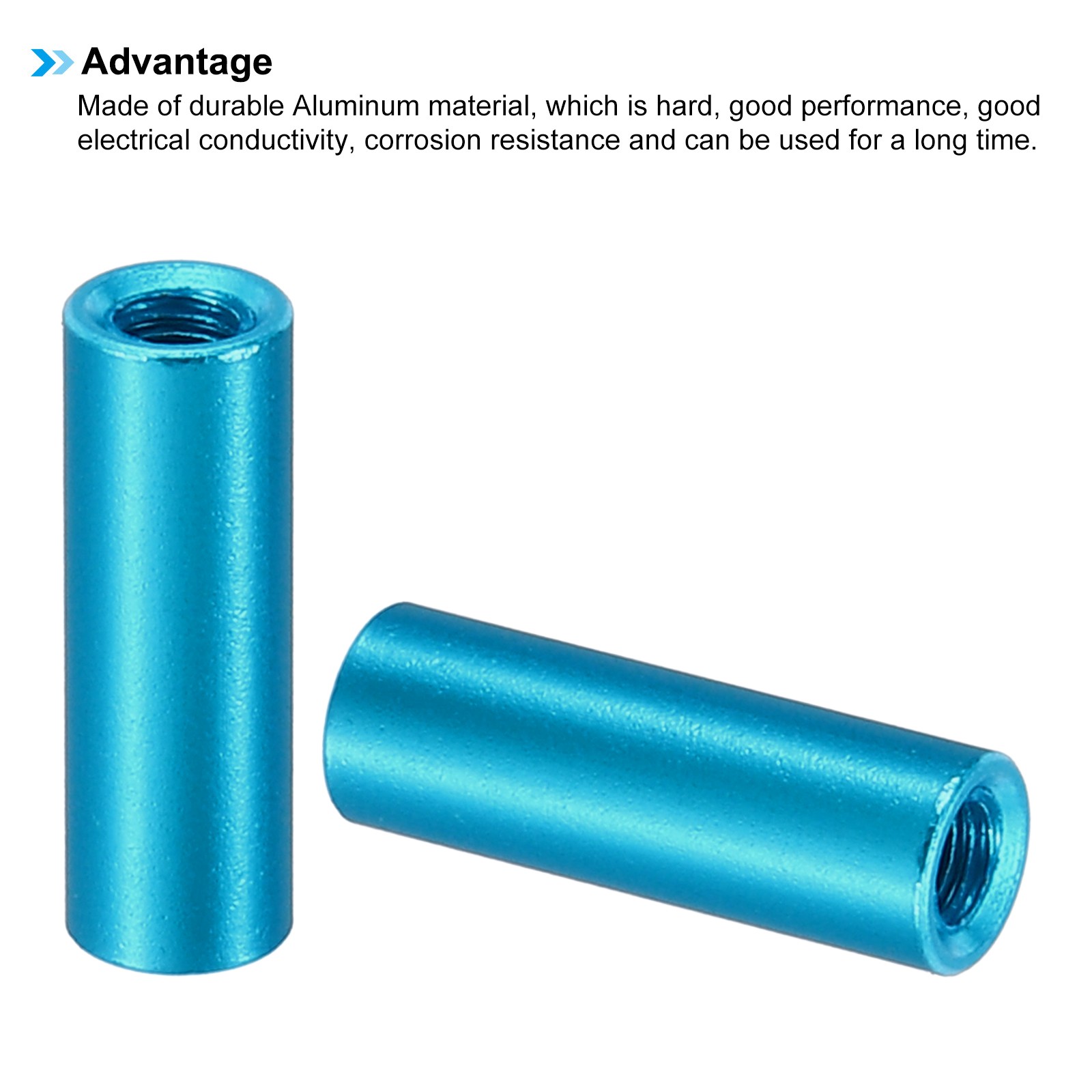 6pcs M3 Aluminum Spacers,M3 Metal Spacer 3mm ID x 5mm OD x 15mm L Threaded,Blue
