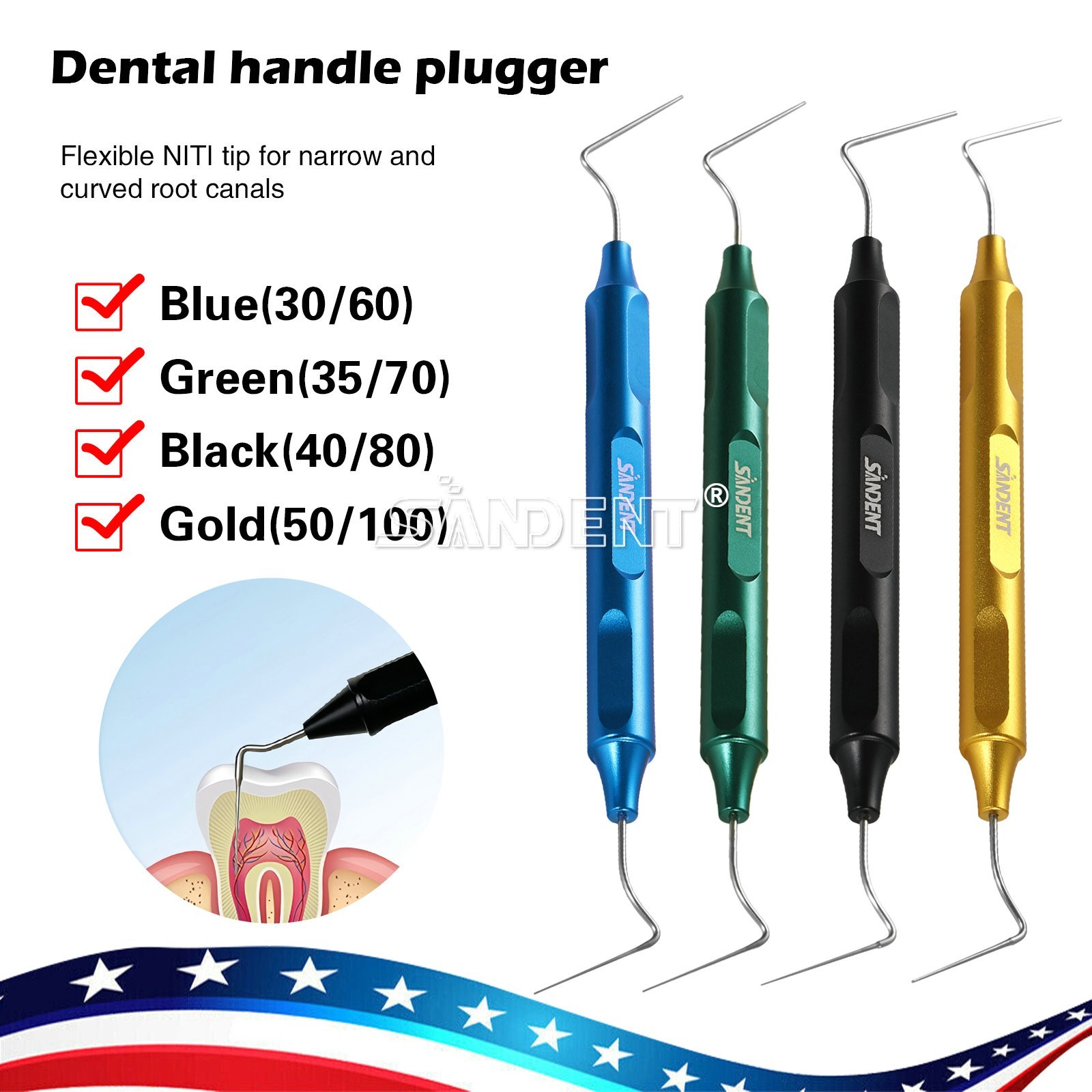 Nickel-Titanium Endo Pluggers – Vertical Condensation Tips for Root Canal 4Color