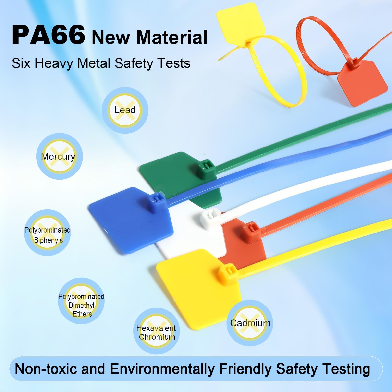 4 in Marker Nylon Cable Ties, Plastic Water Proof Tags, Small, Red