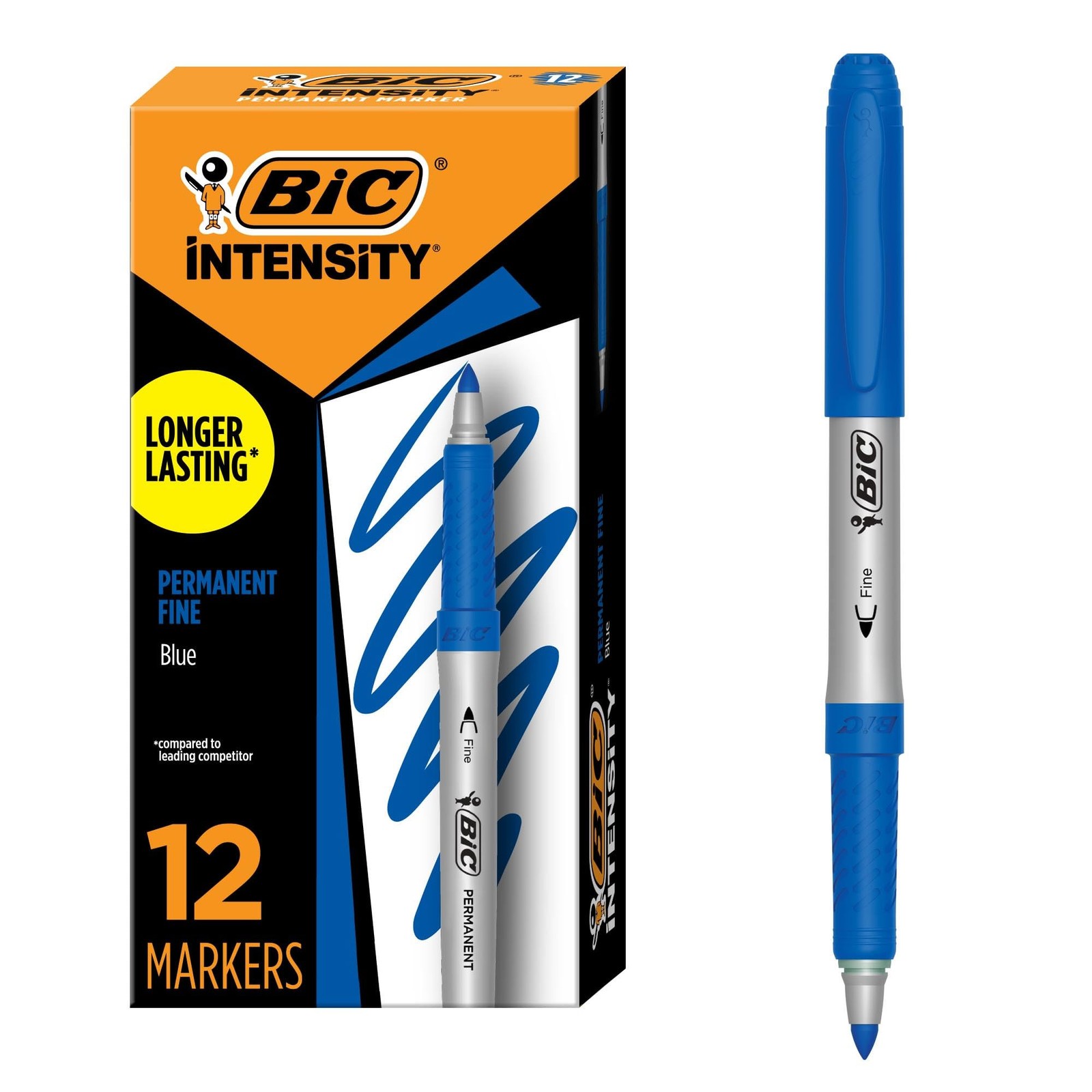 BIC Intensity Blue Permanent Markers, Fine Point, 12-Count Office Product
