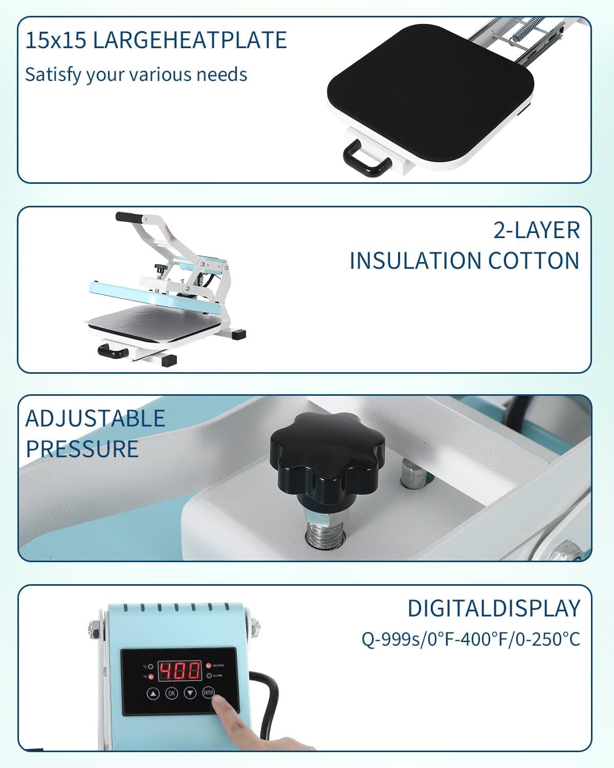 15″X15″ Digital Heat Press Machine T-Shirt Sublimation Printer Transfer Pressing