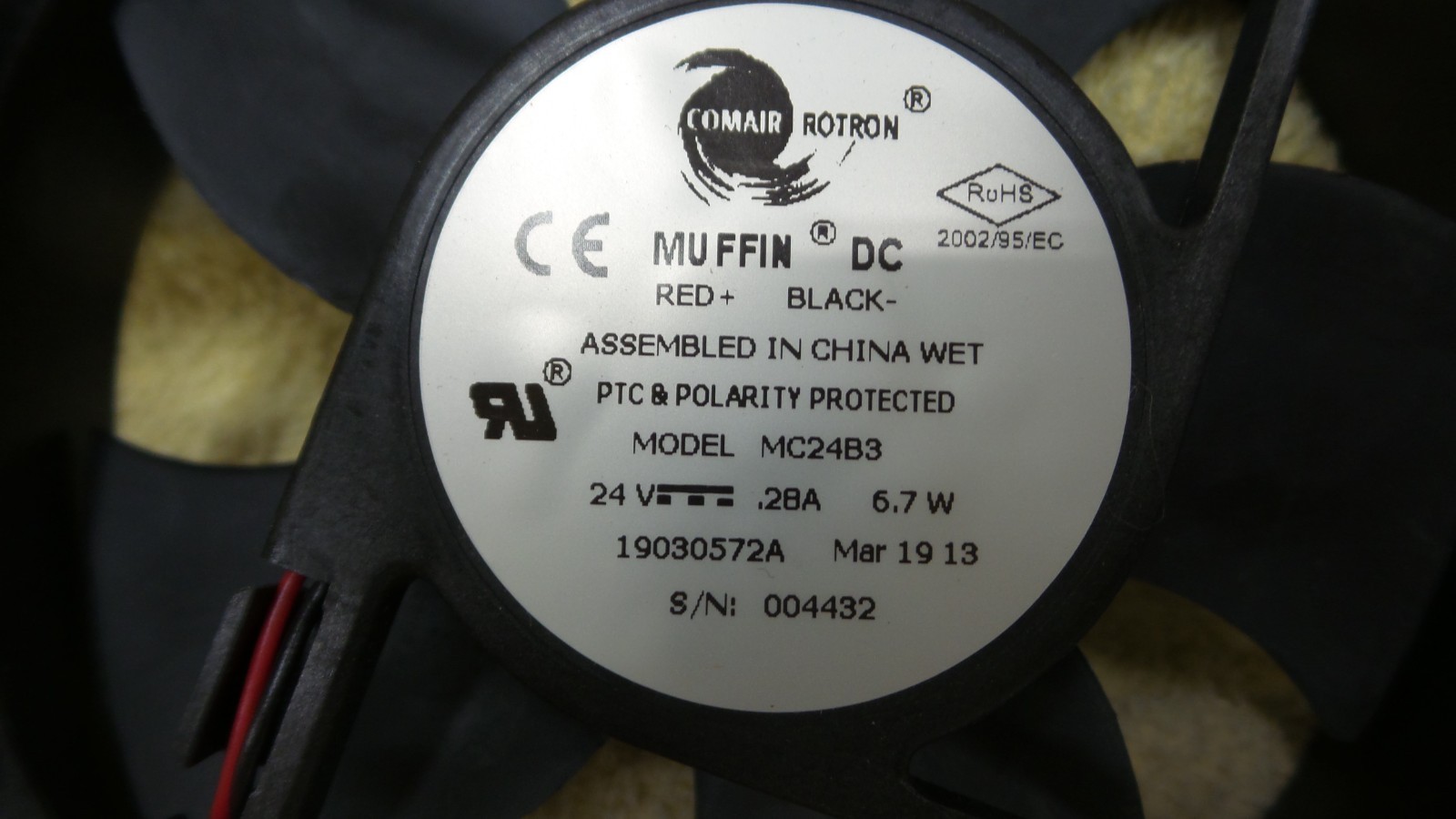 Comair Rotron MC24B3, 19030572A, 120mm, 24VDC, Brushless Fan, .28A, 6.7W, M11