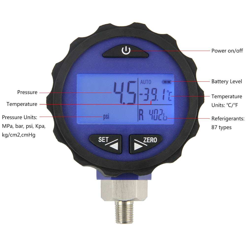 Elitech HVAC Pressure Gauge Set-14.5-500 PSI & -14.5-800 PSI (PG-30Pro Red+Blue)