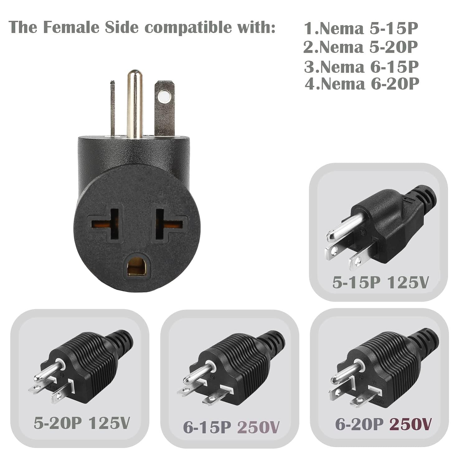Right Angled Power Adapter, Downward Angle Power Adapter, Angle Nema 5-20P Male