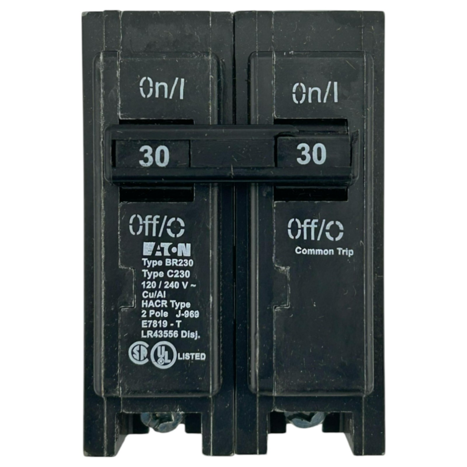 CHIPPED EATON/CUTLER HAMMER BR230 2 POLE 30 AMP CIRCUIT BREAKER