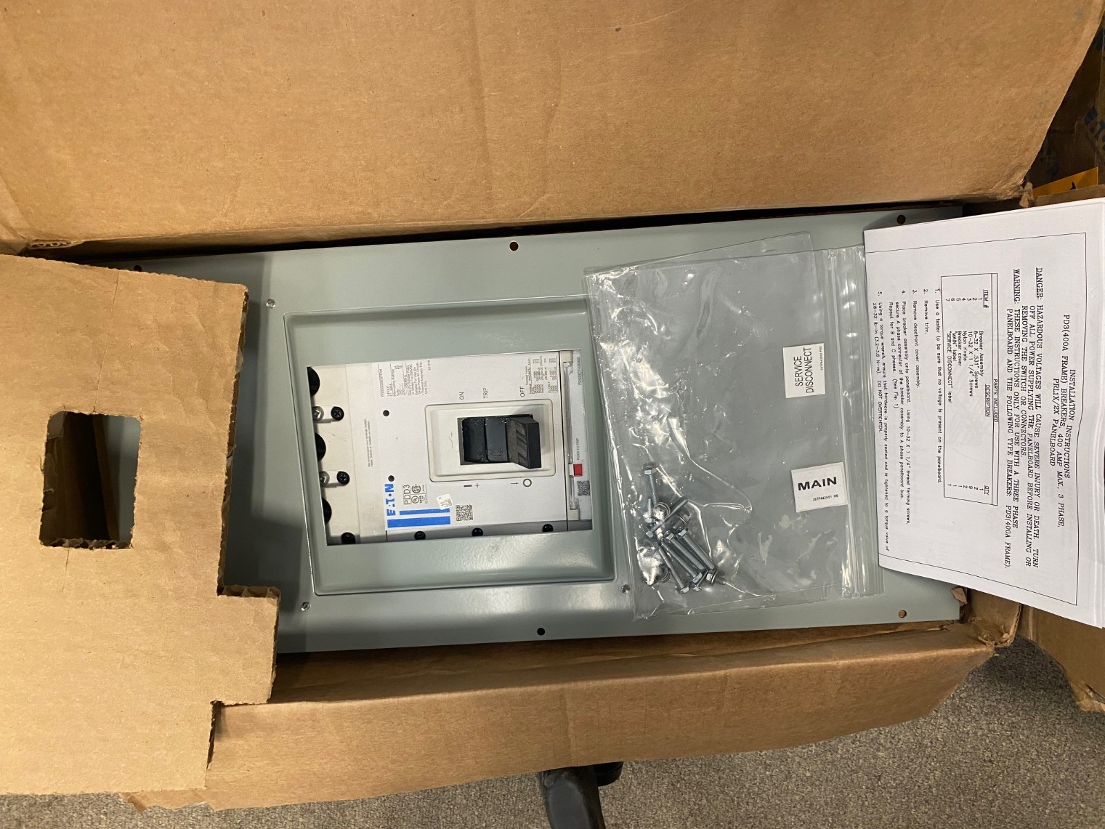 Eaton BKD3G400 PDD33G0400TFAN 3P 400 Amp 240 Volt Main Circuit Breaker Kit