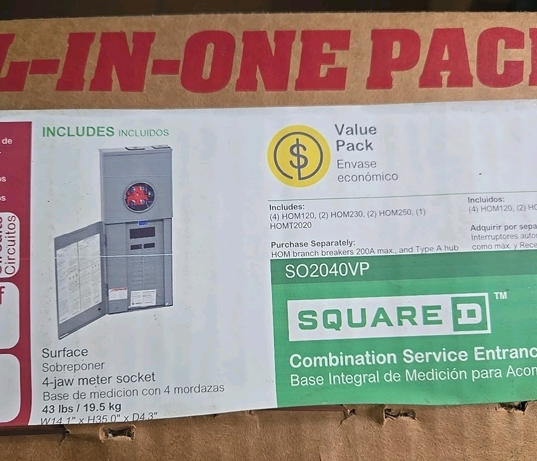 200 amp Square D SO2040VP Main Breaker Panel