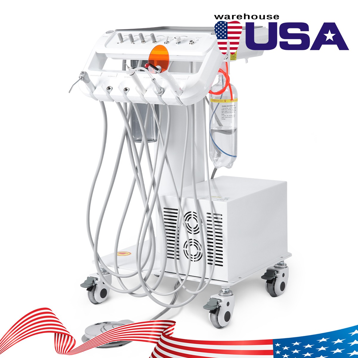 Portable Dental Mobile Delivery Unit Suction Air Compressor 4Hole/ Handpiece Kit