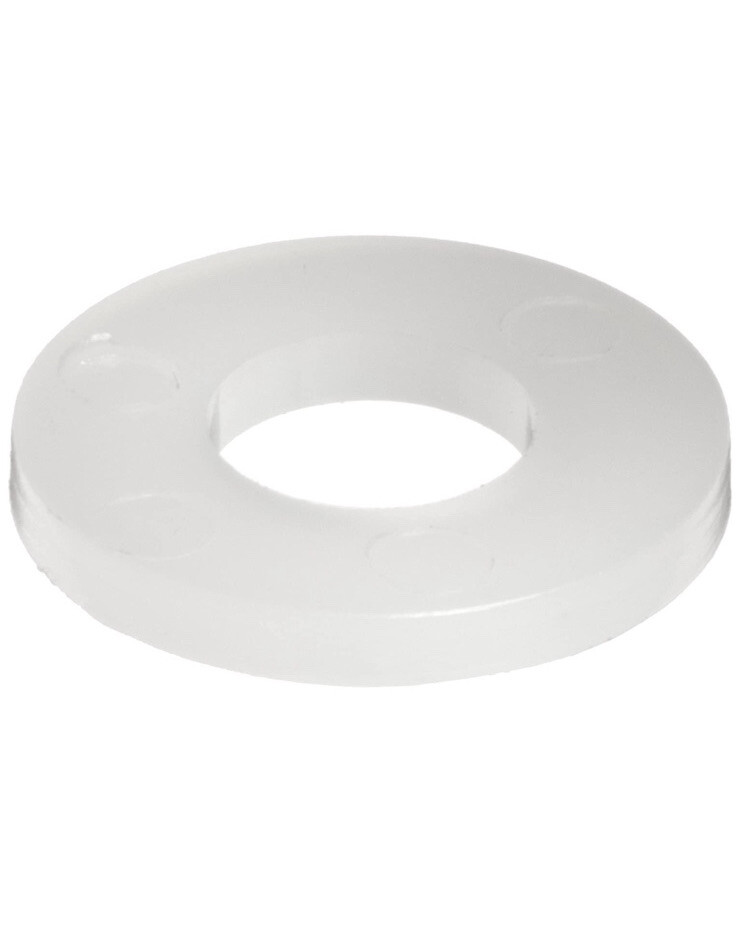 Nylon 6/6 Flat Washer, Plain Finish, Off-White, #4 Hole Size .28OD X 0.3TH