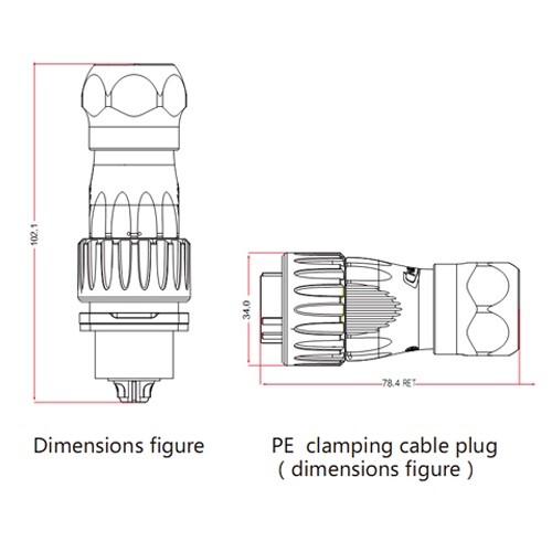 HDMI 2.0 Male Plug & Female Socket Connector w/ 40″ Cable Waterproof IP67 Metal