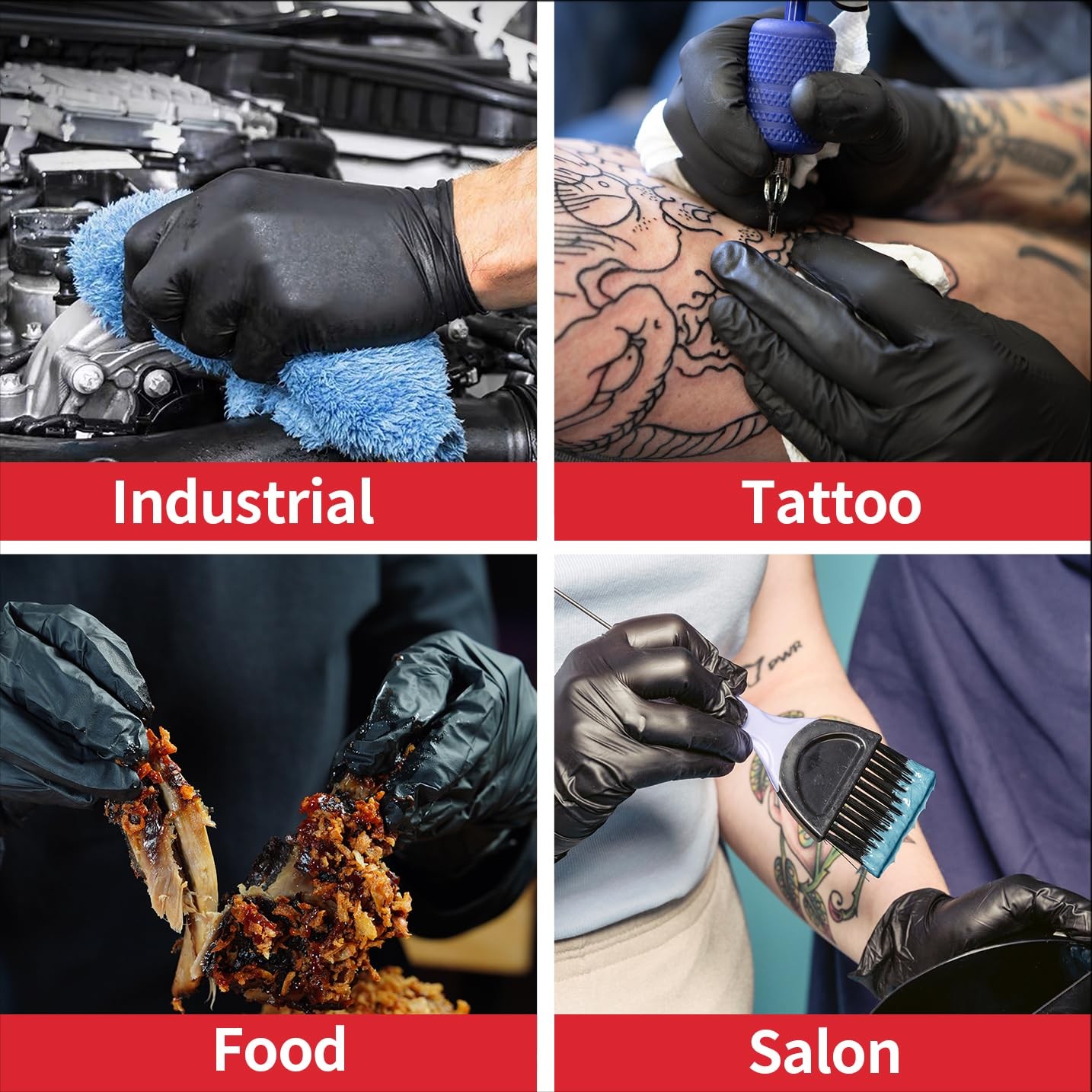 Supmedic Black Nitrile Exam Gloves, 5 Mil Chemical Large, (Black) Large