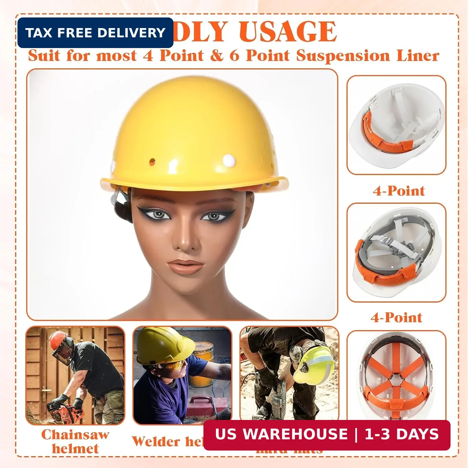 Safe Hard Hat Sweatband, 5 Pcs Cotton Hard Hat Liner Replacement Reusable Flame