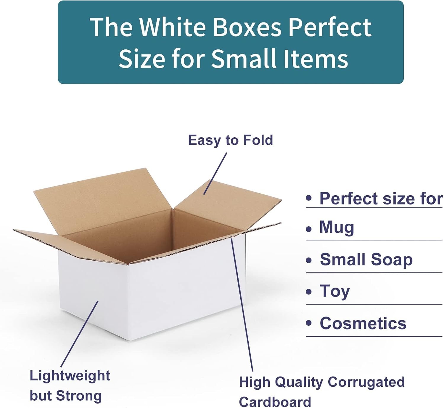 40 Pack Small Shipping Boxes 8x6x4 Inches, White Corrugated Cardboard Mailing…