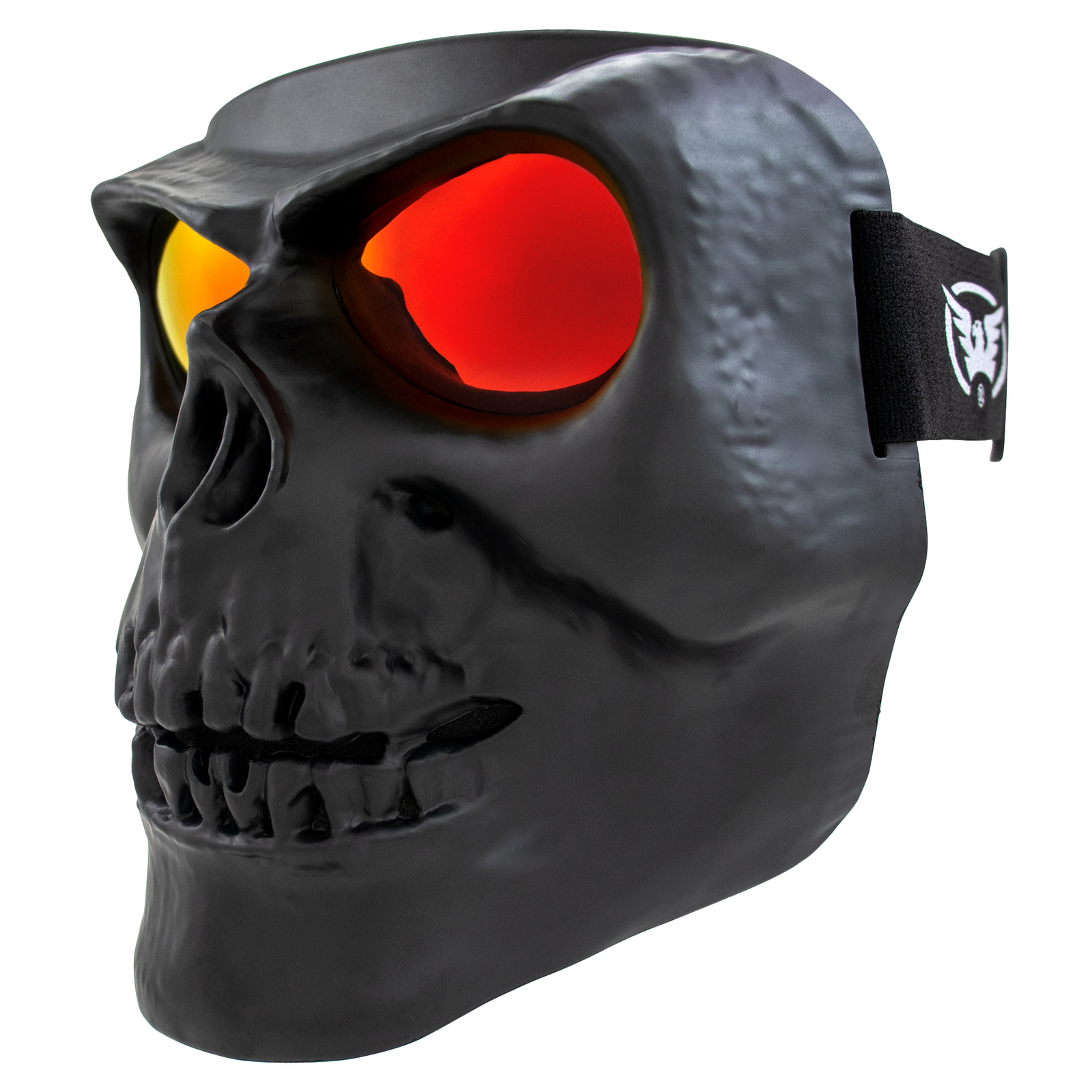 Global Vision Skull Mask Motorcycle Riding Goggles Full Face w/ Red Mirror Lens