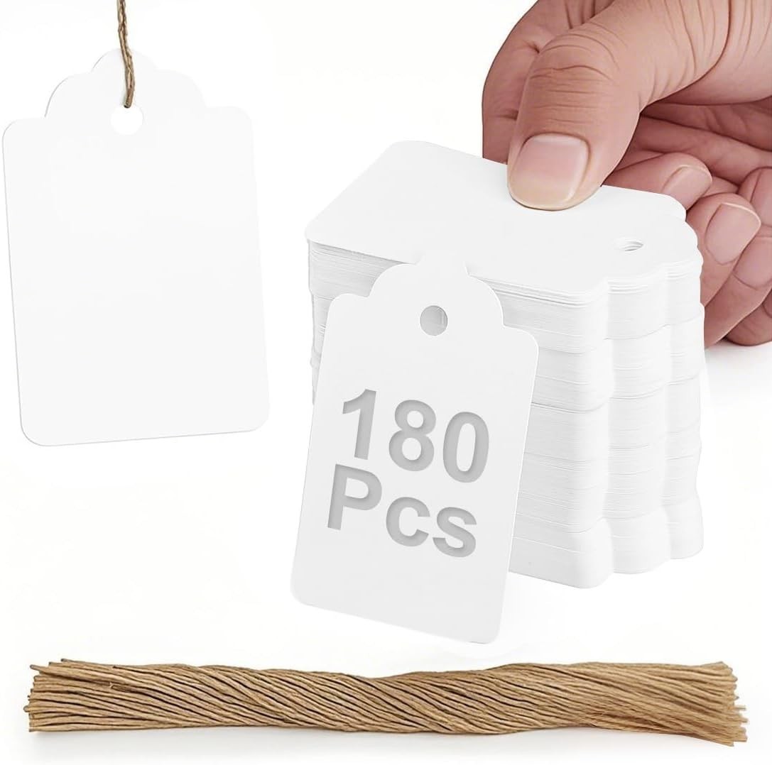 PH PERKHOMY 180 Pcs Gift Tags with String Attached Kraft Paper Blank for Price
