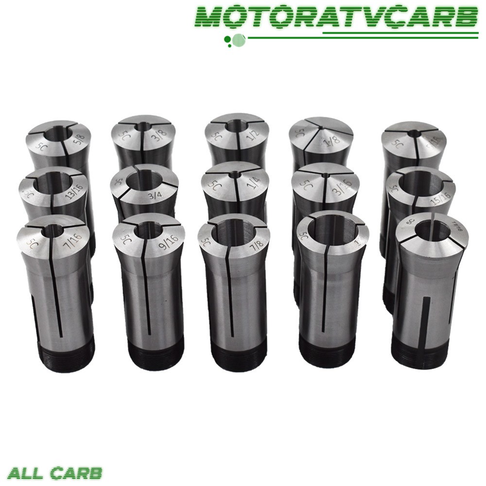 ALL-CARB 1/8″-1″ Capacity TIR 0.0005″ High Precision 5C Round Collet 15 Pack Set