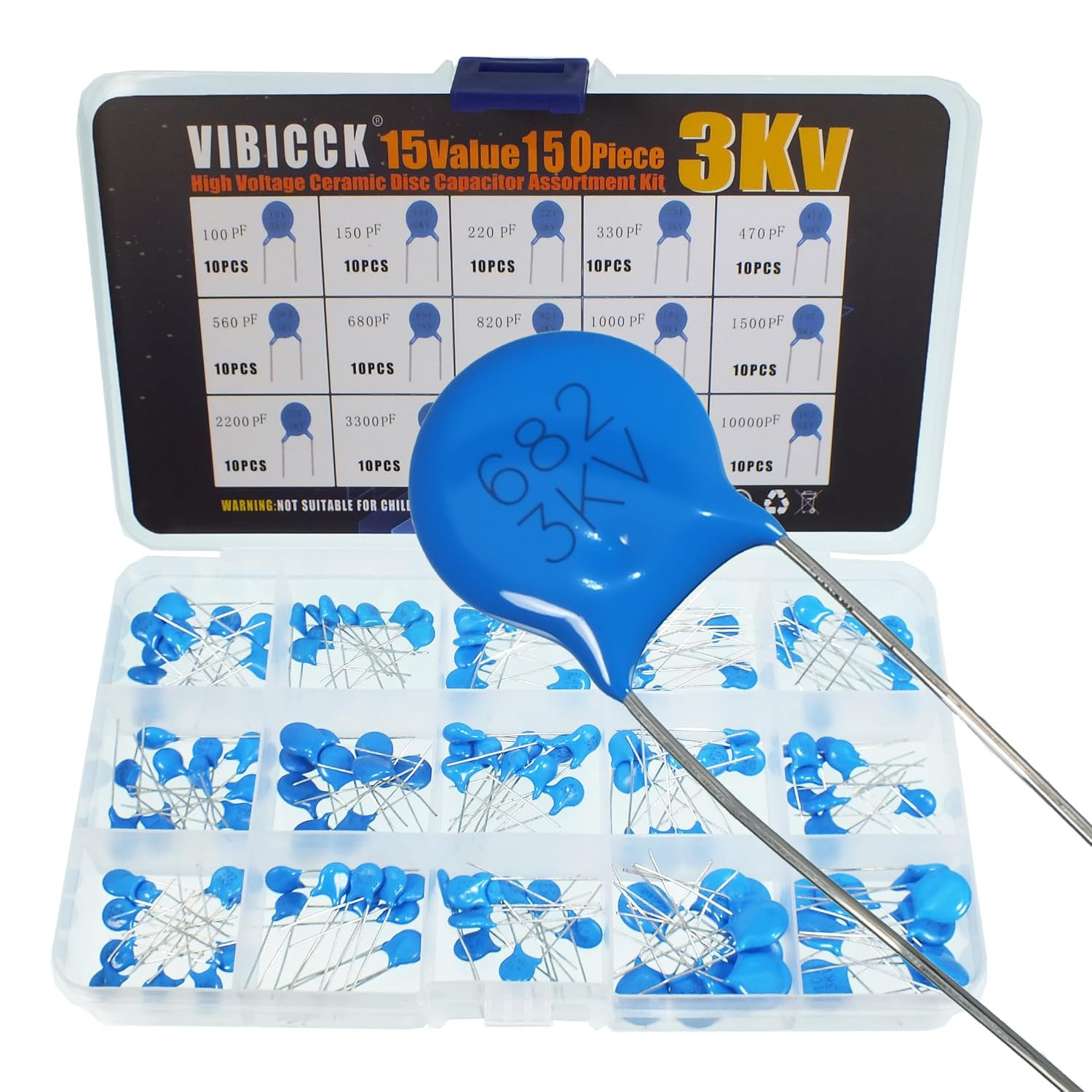 150Pcs 15Values High Voltage Ceramic Disc Capacitor Assortment Kit