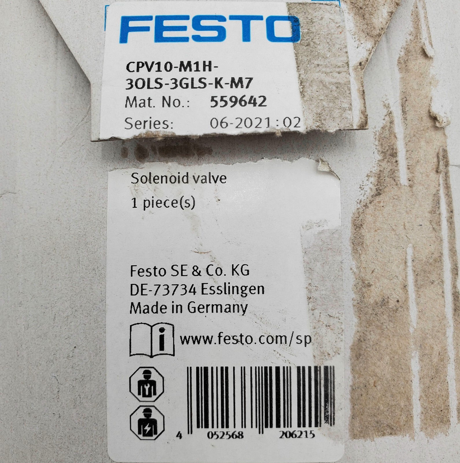 Festo CPV10-M1H-3OLS-3GLS-K-M7 Solenoid Valve 0.46W 21VDC IP00/65 559642