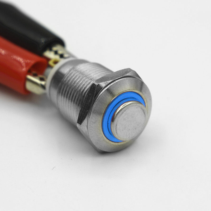 2x 8mm Small Metal Push Button Switch 4-Pin LED Latching/Self Locking Waterproof
