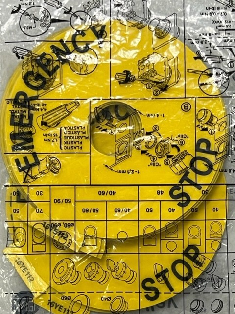 Lot of 10 pcs – 800F-16YE112 Emergency Stop Legend Plate 90mm New in Sealed Bag