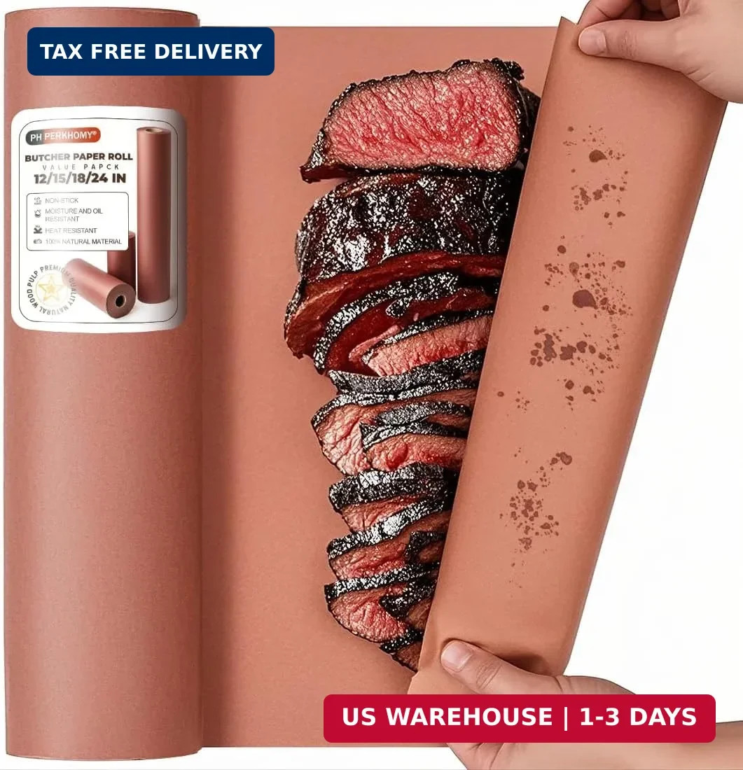PH PERKHOMY Pink Butcher Paper Roll 18″ x 1440″ (120′) for Smoker BBQ Grilling S