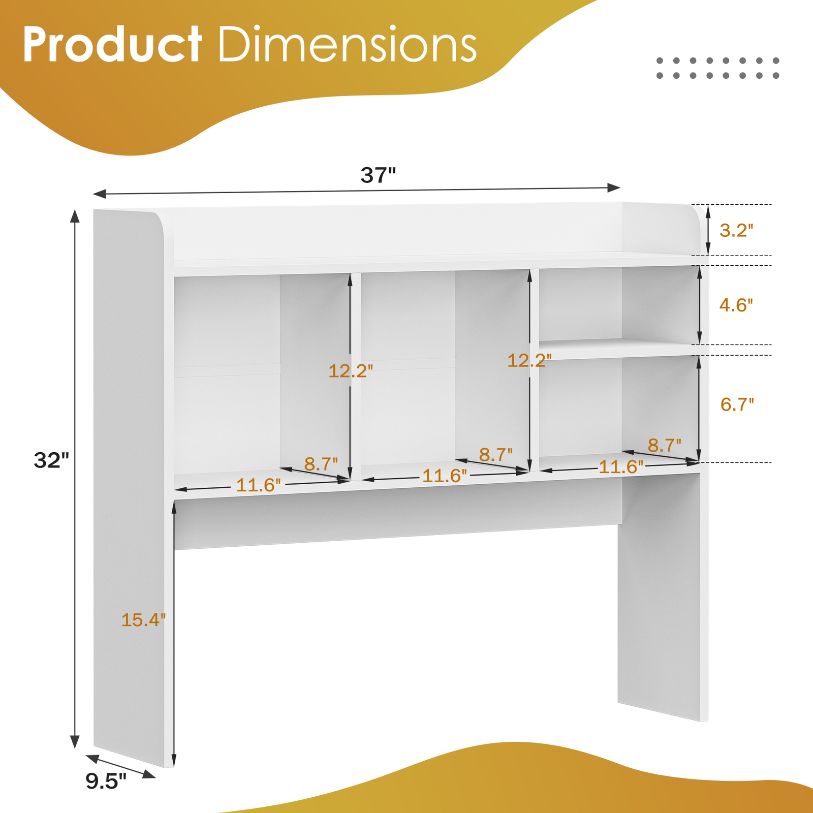 Desktop Organizer Shelf Wood Desk Hutch for Computer Monitor Display Shelf White