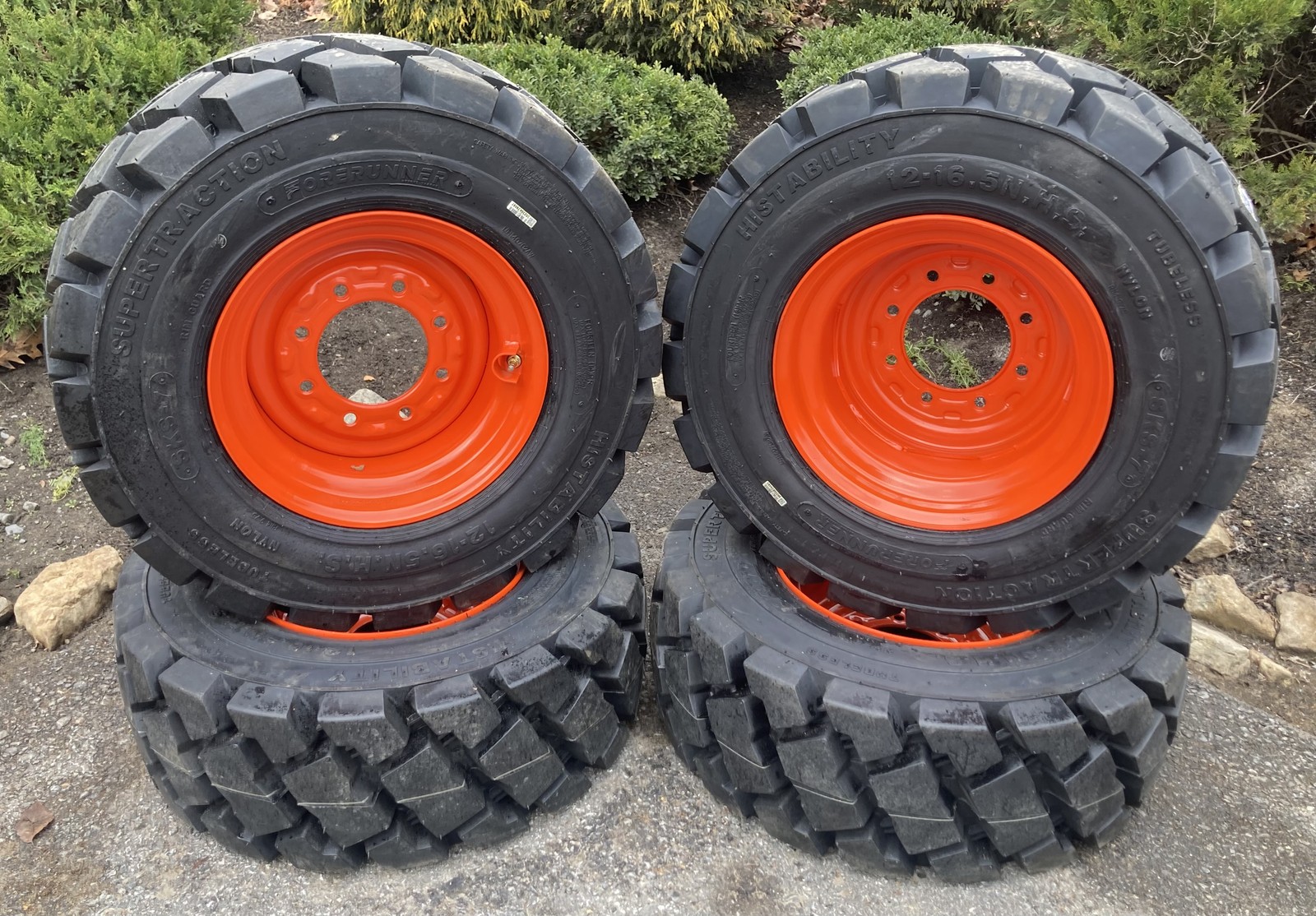 1 or 4-Heavy Duty 12-16.5 SKS-7 Skid Steer Tires/Rims for Bobcat & more-12X16.5