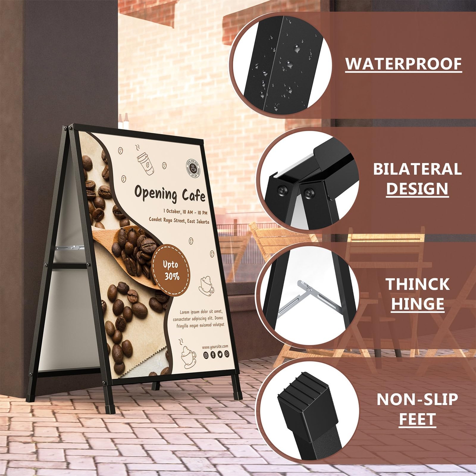 Cakokow A Frame Sign 24×36 Sandwich Board Double-Sided Folding Sign Display