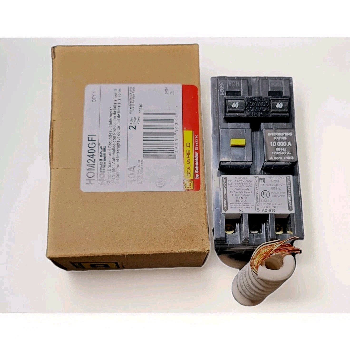 Square D Homeline HOM240GFI 40A 2-Pole GFCI 120/240V