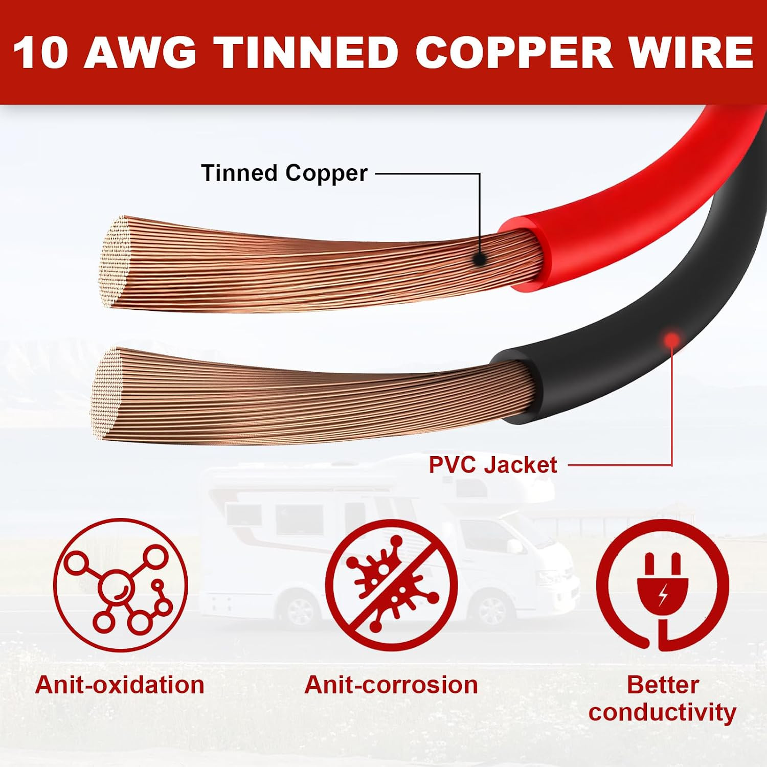 7 Way Trailer Plug to Alligator Clips Cable,10Awg 7 Pin Power Access to O-Ring