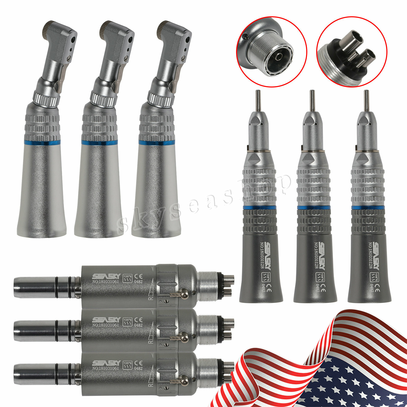 Dental Slow Speed Contra Angle Straight Handpiece Air Motor 2H/4H Micromotor imv