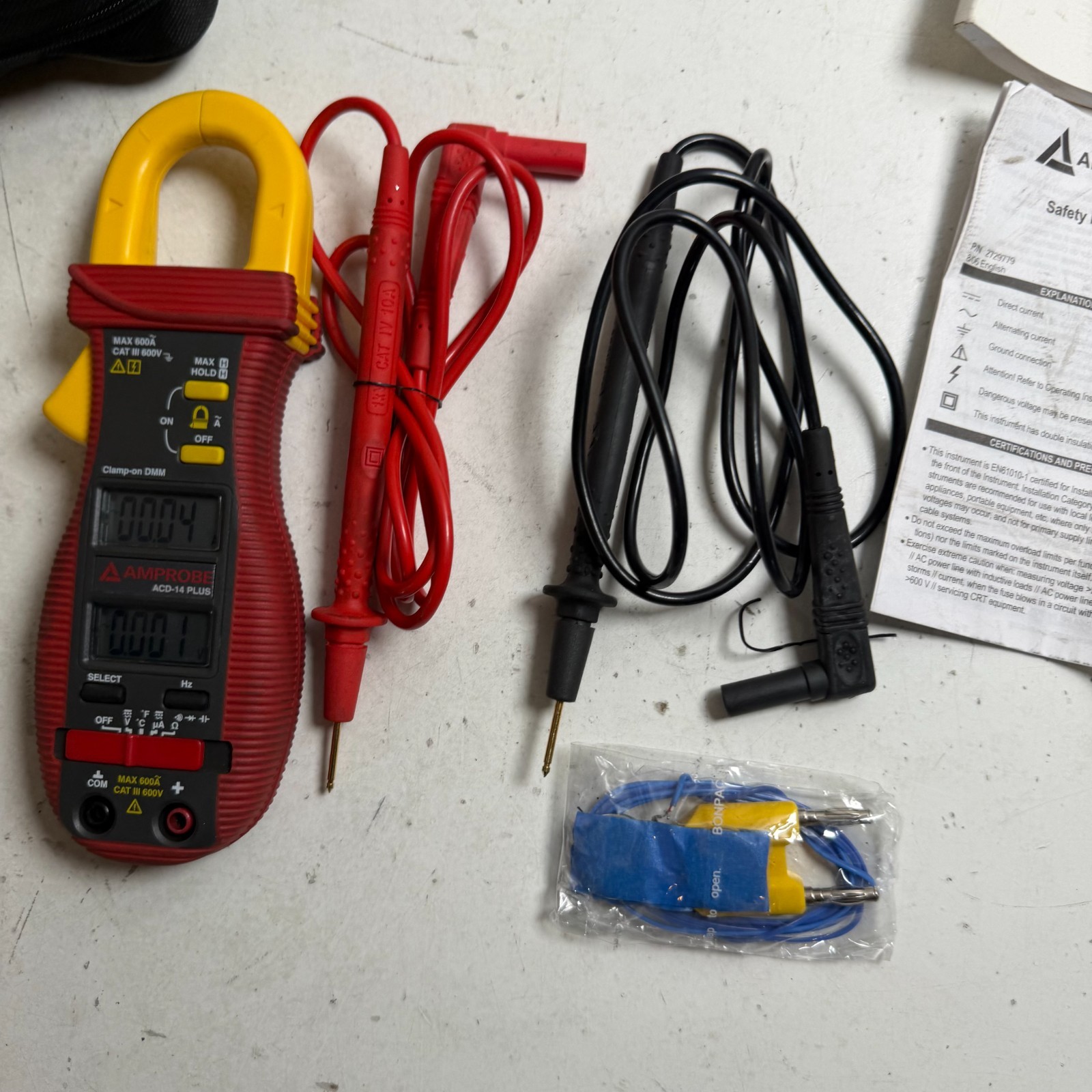 Amprobe ACD-14 PLUS Red CAT III 600V Handheld Dual Display Clamp-On Multimeter