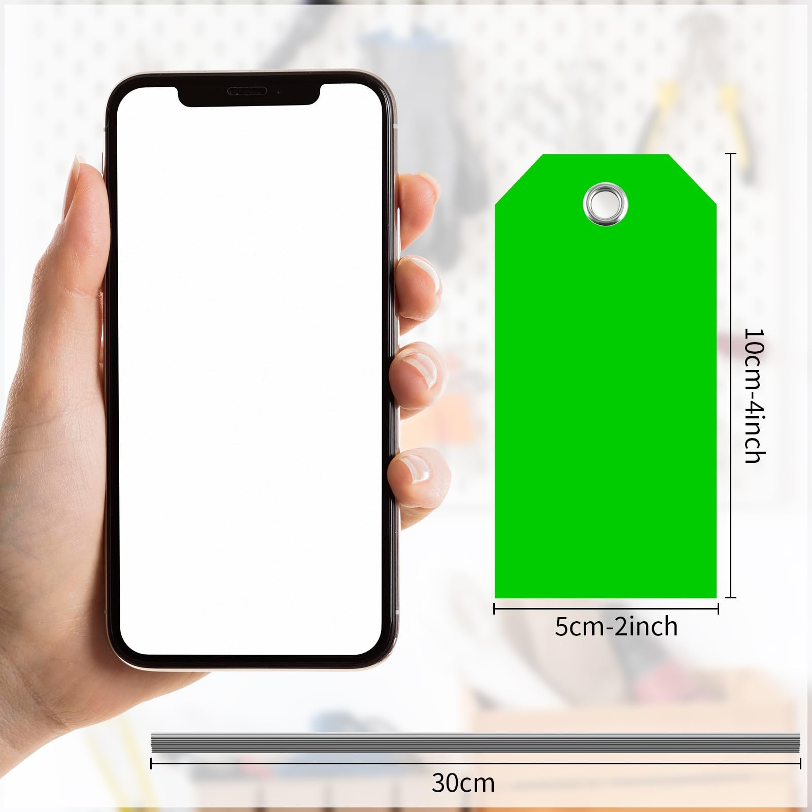 100 Pieces 2×4 inch Green Plastic Shipping Tags with Wires inches,