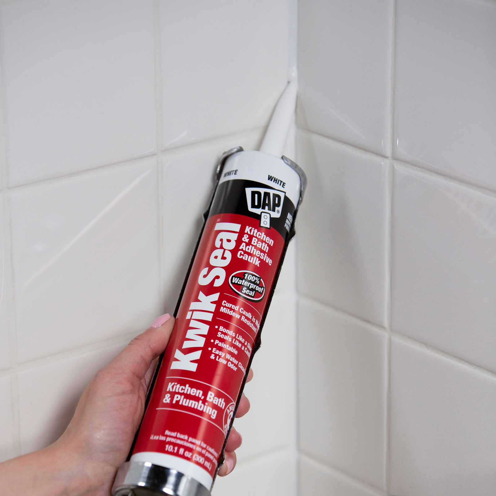 DAP KWIK SEAL Kitchen & Bath Adhesive Caulk: 10.1 fl. oz. cartridge (White)