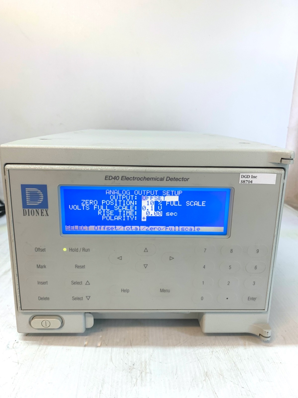Dionex ED40-1 Electrochemical Detector Working Condition S8704 ARA