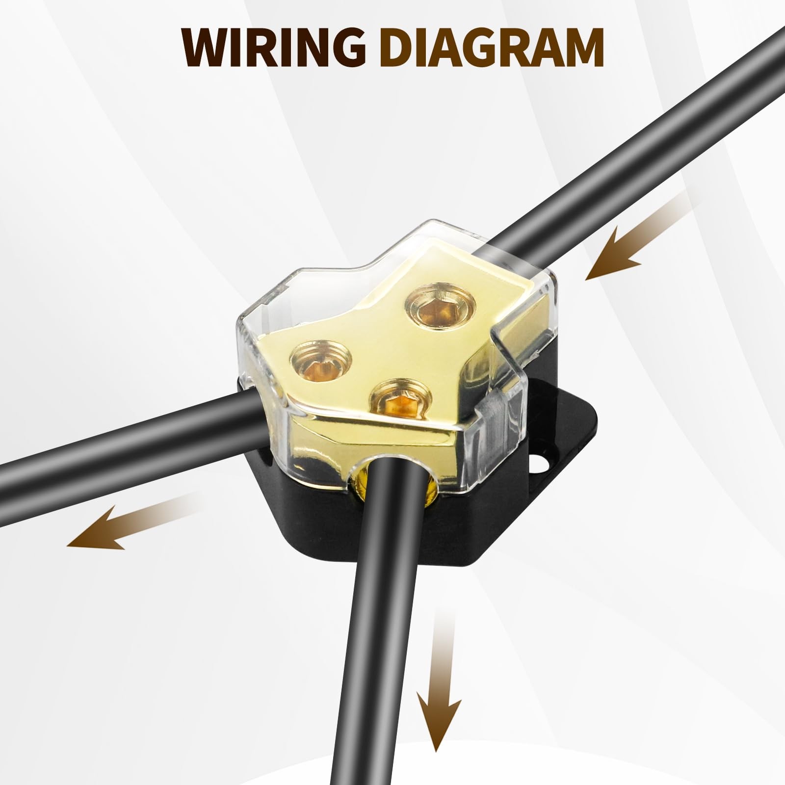 2-Way Distribution Block 0 Gauge In & Out Car Audio Amp Power Ground Distributor