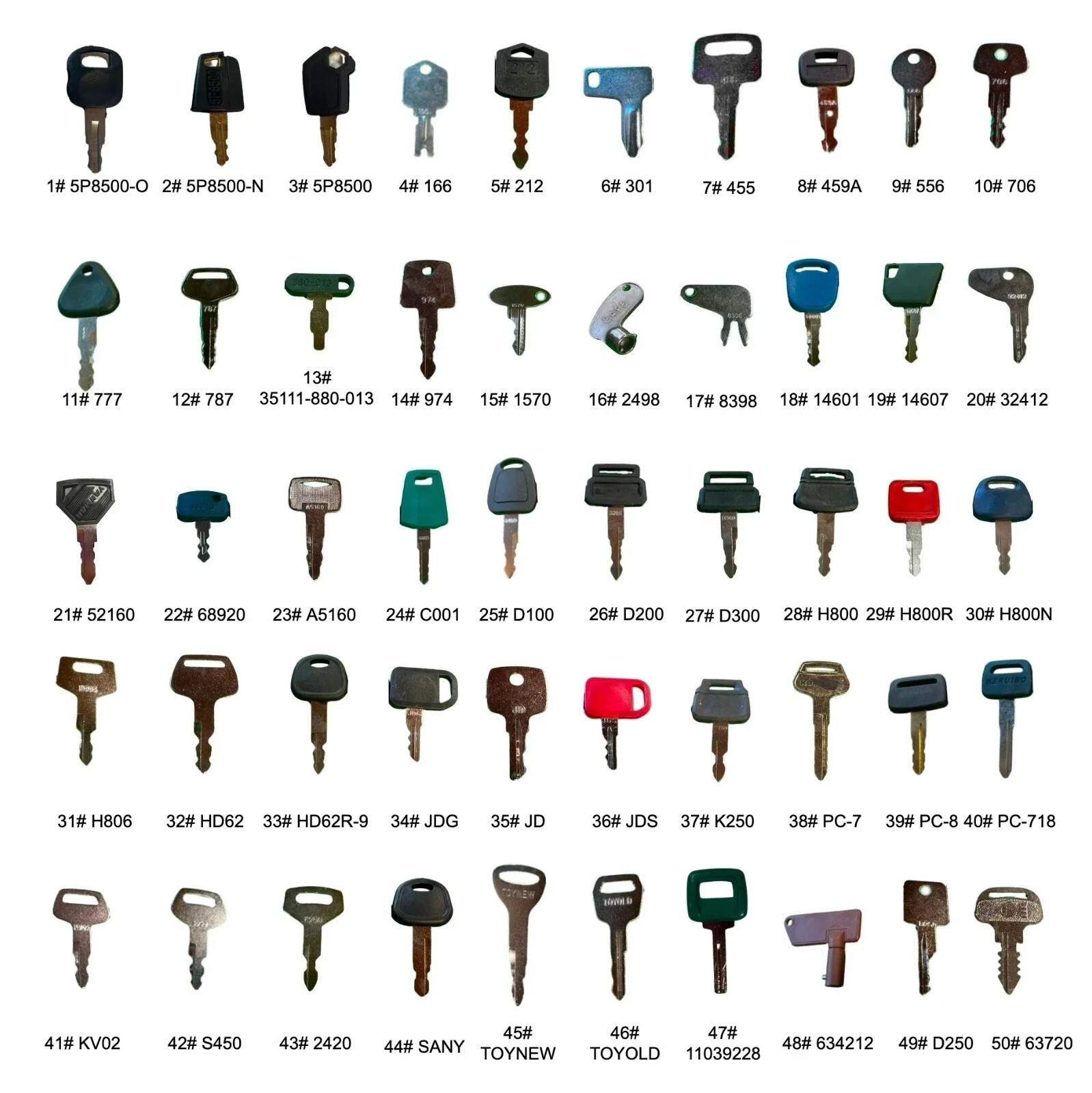 5 PCS KEYS FITS New Style Caterpillar Equipment Ignition CAT 5P-8500 5P8500