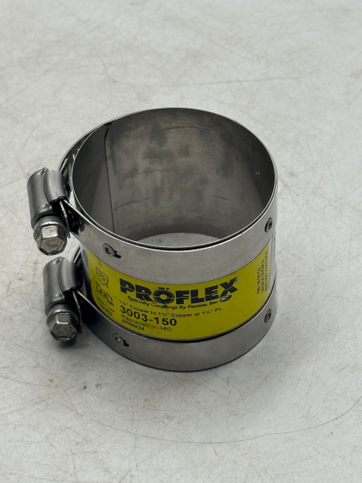 Proflex Pipe Coupling 1-1/2 Stainless Steel Clamp Coupler 3003-150 P3003-150