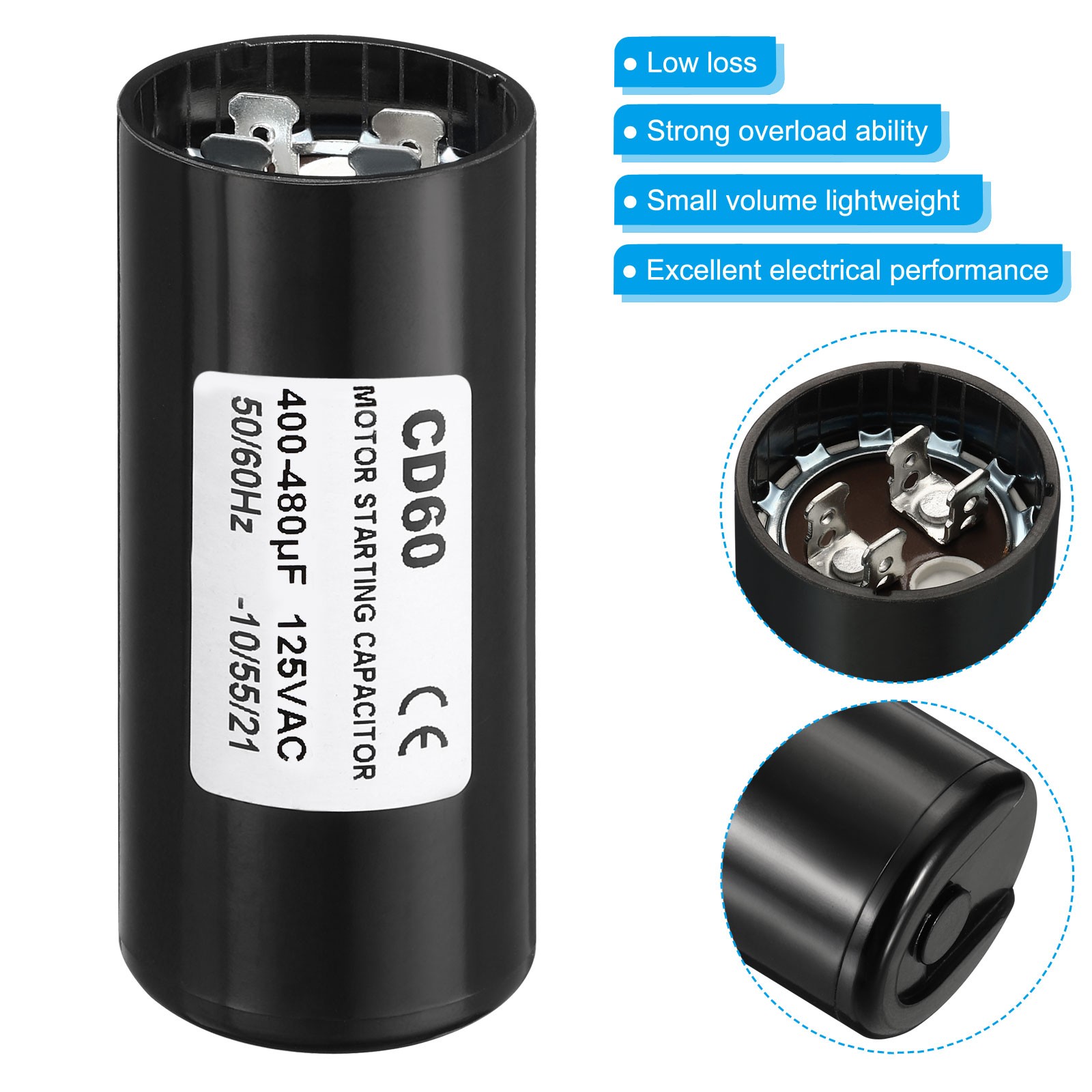 2pcs Motor Start Capacitor 400-480uF/Mfd 125V 50/60Hz for ELECTRIC MOTOR RUNNING