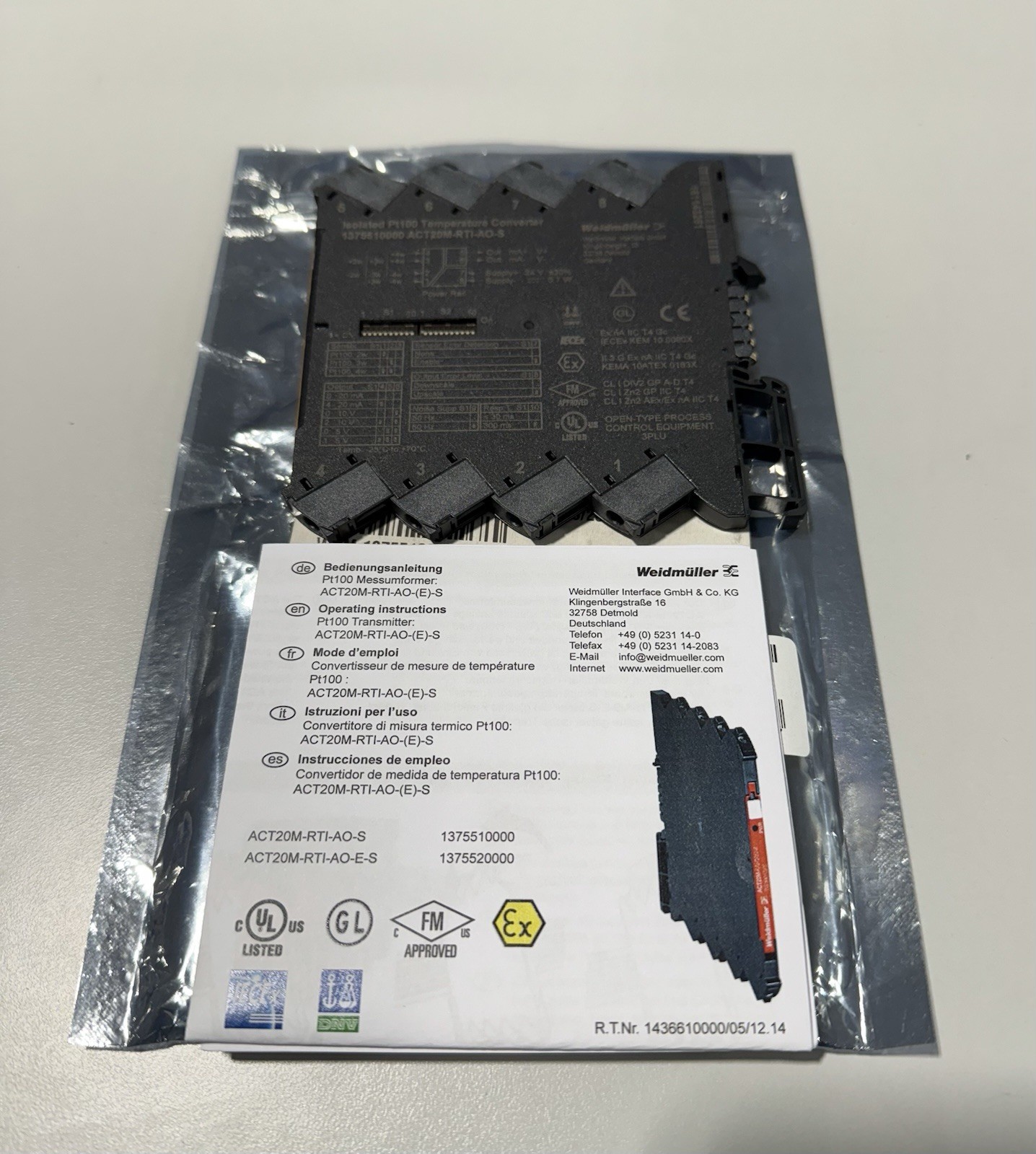 *US SELLER* Weidmuller 1375510000 Temperature Converter ACT20M-RTI-AO-S *NEW*