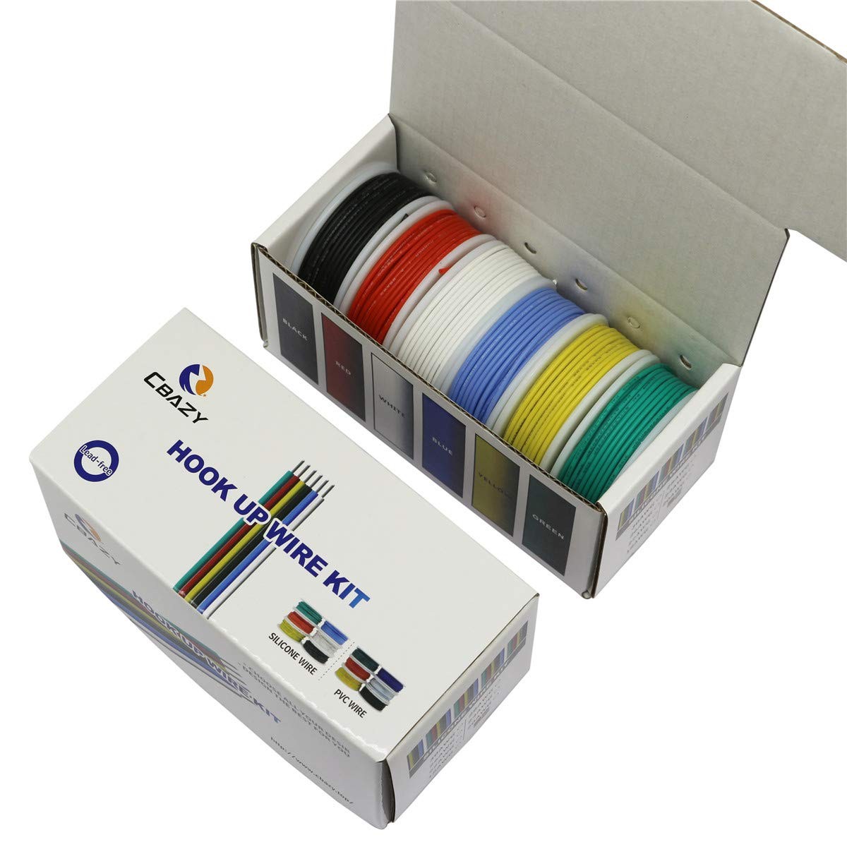 CBAZY™ 22 Gauge Flexible Silicone Wire Hook up Wire Kit (Stranded Wire Kit)