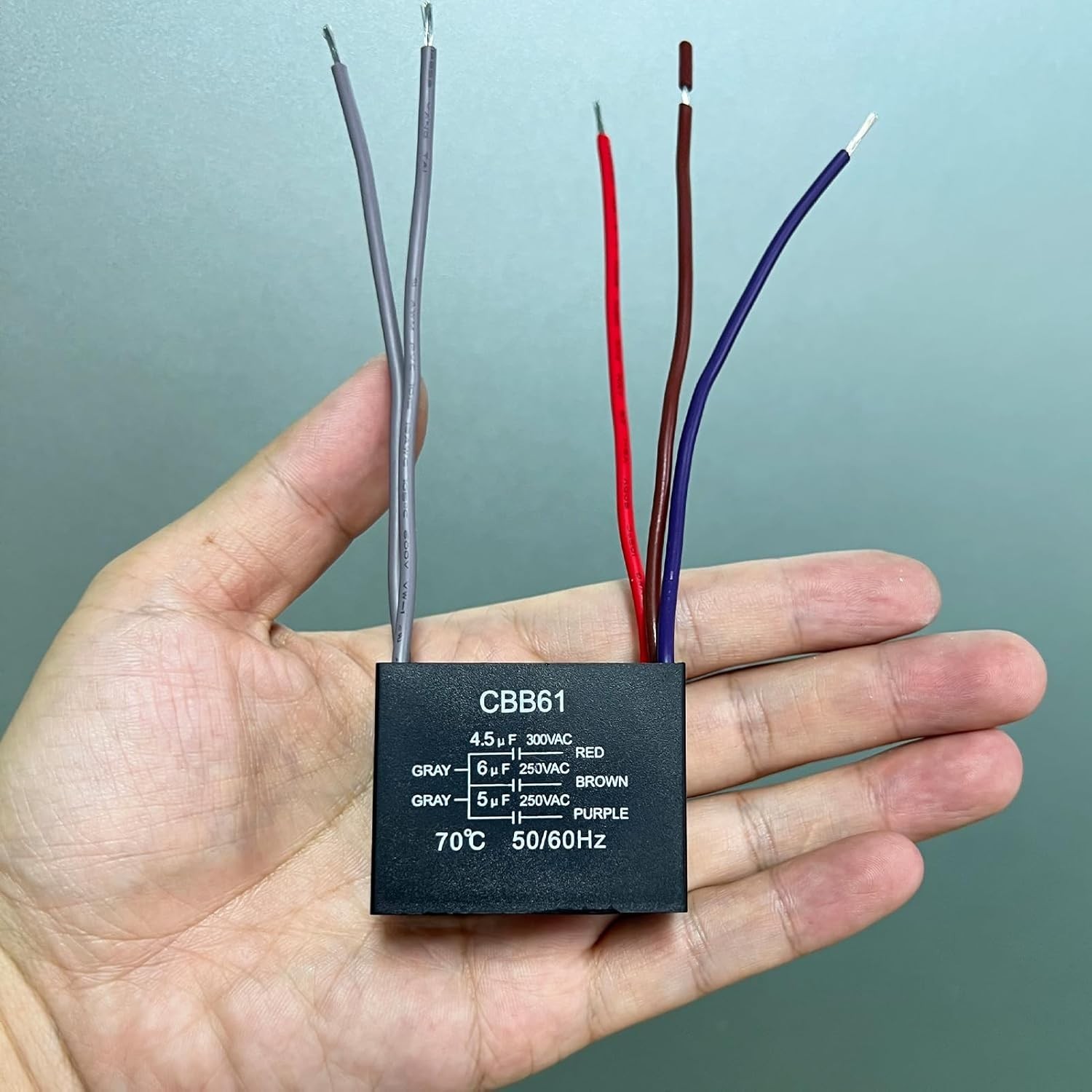 New CEILING FAN CAPACITOR CBB61 4.5Uf + 6Uf + 5Uf 5 WIRE 250V