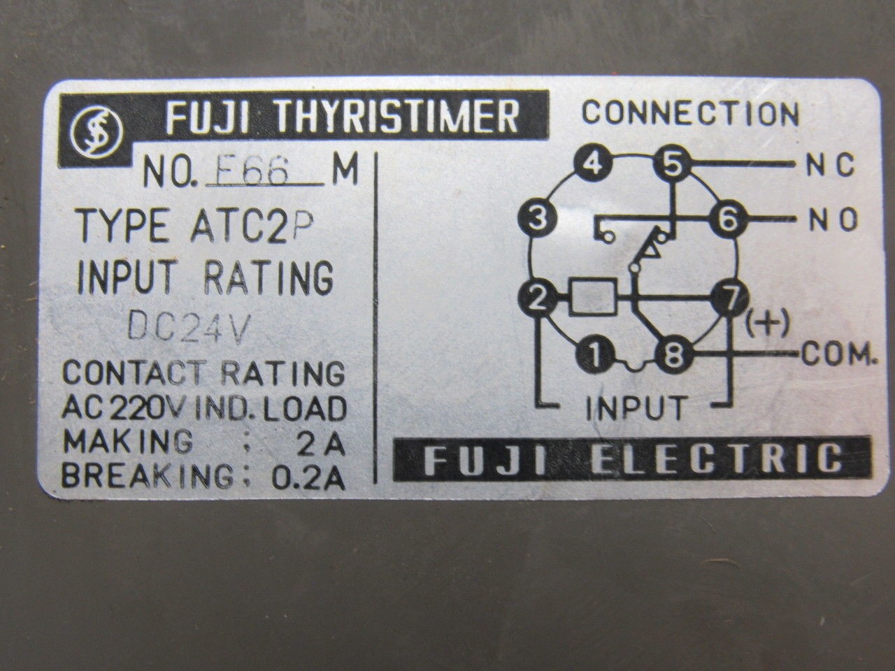 Fuji Electric F66M ATC2P Thyristimer 220V Timer 1-15 Seconds DC24V No Base