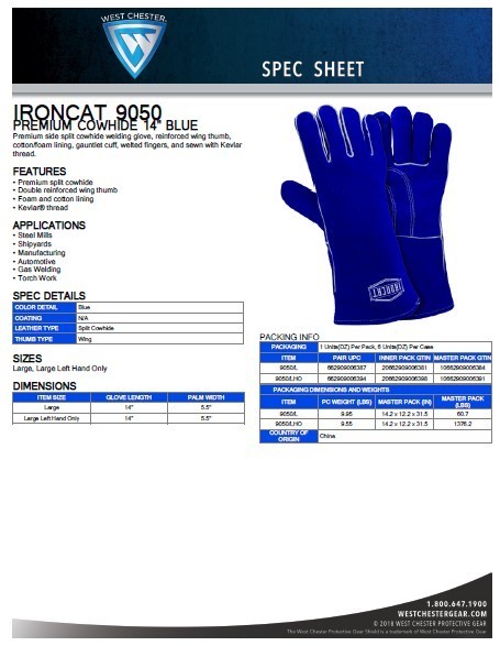 IronCat 9050 Welding Glove Size L Premium Split Cowhide *NEW*